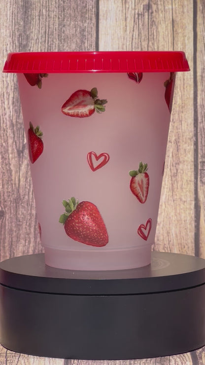 Strawberry Love Plastic Cup